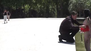 Slave on a leash paraded in public