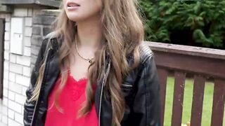 Giving this cute long haired blonde Olivia Sparkle a free ride on my car and cock