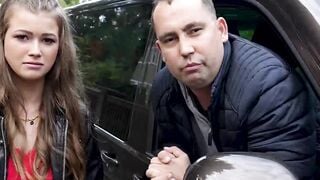 Giving this cute long haired blonde Olivia Sparkle a free ride on my car and cock