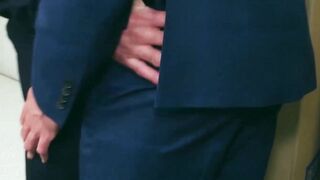 Sloppy blowjob and hot ass pounding by suited Dani Robles and Adam Franco