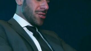 Hunky Gustavo Cruz fucked the wet ass of suited Axel Brown in the cinema