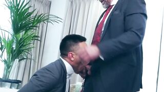 Hardcore face fucking and ass ramming by suited hustlers Axel Brown and D Dan