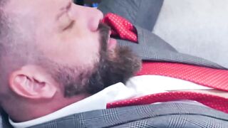 Suited Dan Tyser bent over for a rough ass fucking by psychologist Gustavo Cruz