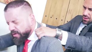Suited Dan Tyser bent over for a rough ass fucking by psychologist Gustavo Cruz