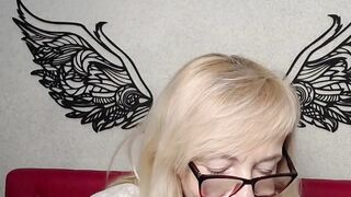 Blonde amateur MILF with glasses