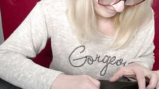 Blonde amateur MILF with glasses