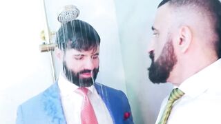 Wild and wet anal fucking session by suited buddies Dani Robles and Joe Casio