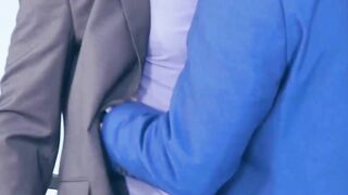 Sexy Drew Dixon rides the thick cock of suited Pol Dixon in the office