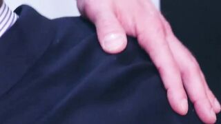 Suited Dani Robles sucks and rides the uncut cock of model D DanÂ 