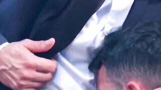 Sexy Robbie Rojo let suited Antonio Miracle rimmed and fucks his big ass