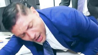 Wild flip flop fuck in the office by suited John Rodriguez and Justin Jett