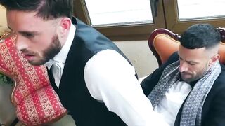 Butler Manuel Reyes spreads ass for a rough doggy style by boss Gustavo Cruz