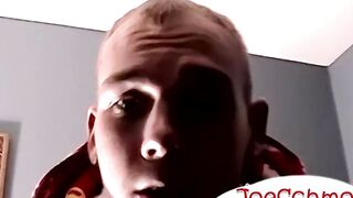 Skinny straight dude Pearl enjoys himself while playing his big dick until he cums wi
