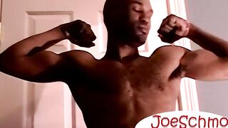 Hunky Gentleman strokes his long thick black dick until he cums a lot of juicy load