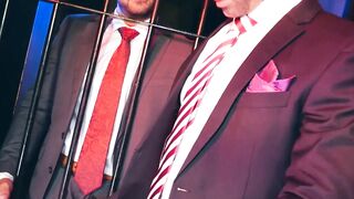 Suited Dani Robles and Marco Napoli had fun in a flip flop fucking in the sling