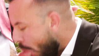 Wet ass pounding in the poolside by suited buddies Damon Hear and Sir Peter