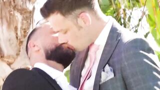 Wet ass pounding in the poolside by suited buddies Damon Hear and Sir Peter
