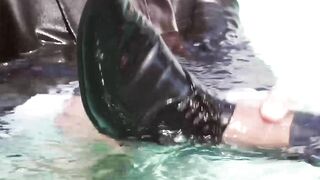Wet ass pounding in the poolside by suited buddies Damon Hear and Sir Peter