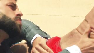 Erotic kissing and deep dick riding by suited Hector de Silva and Jay Roberts
