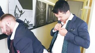 Wet take turn anal fucking by suited buddies Jonathan Miranda and Diego Reyes