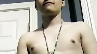 The attractive and hot guy is smoking while he masturbates