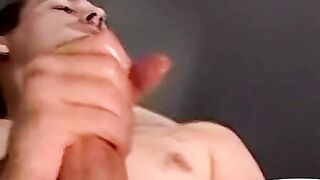 Attractive inked teen masturbates during an interview
