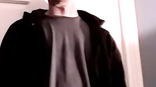 Black man with white man throatfucking and masturbating