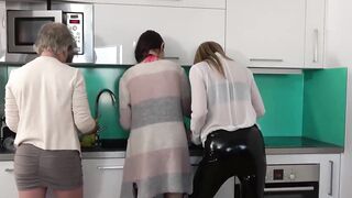 Step grandma Bianca M in a hot cooking and fucking session with stepfamily