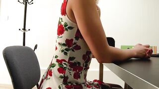Short haired blonde Amy Douxxx suffers the hard consequences of getting a loan
