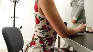 Short haired blonde Amy Douxxx suffers the hard consequences of getting a loan