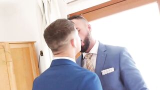 Wet and wild ass fucking by suited partner Leo Rosso and Ruslan Angelo
