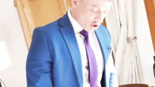 Wet and wild ass fucking by suited partner Leo Rosso and Ruslan Angelo