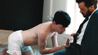 Sexy Edward Terrant moaned out in getting his ass drilled by hot James Fox