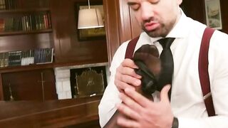 Suited Dario Beck got his hairy ass banged by pianist Oliver Marinho