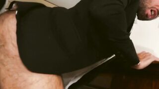 Suited Dario Beck got his hairy ass banged by pianist Oliver Marinho
