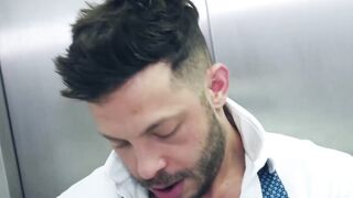Sweaty fucking in the elevator by horny John Brachalli and Manuel  Reyes