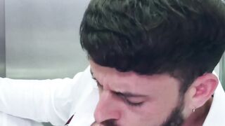 Sweaty fucking in the elevator by horny John Brachalli and Manuel  Reyes