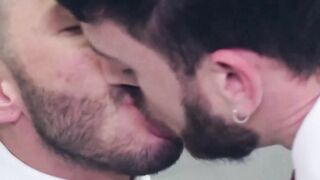 Sweaty fucking in the elevator by horny John Brachalli and Manuel  Reyes