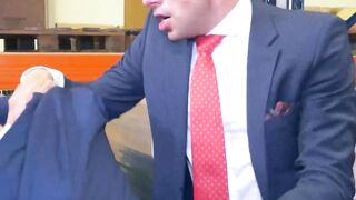Hot ass banging in the warehouse by suited Diego Summers and Ruslan Angelo