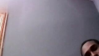 Nervous young boy strokes his hard rock BBC on cam