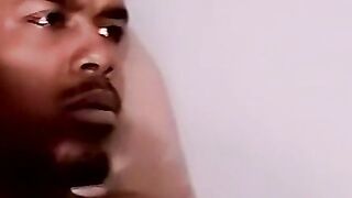 Black amateur dude shoots off thick cum by stroking his BBC