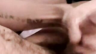 Left handed Chuck Blue spills a massive load of cum