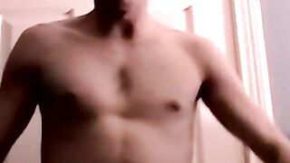 Left handed Chuck Blue spills a massive load of cum