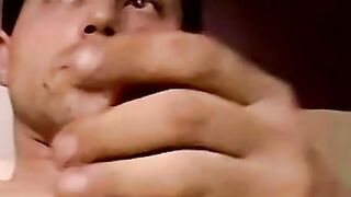 Straight guy squirts huge fountain of cum jerking off