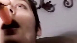 Sloppy sucking this popsickle stick like a dick full of cum