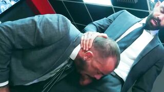 Bearded Bruno Max sucks and rides the monster cock of Sir Peter
