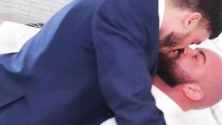 Rough face fucking on a valentines day by suited Bruno Max and Manuel Reyes