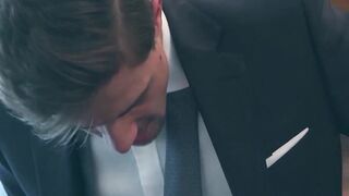 Suited Dato Foland licked and fucked the hole of suited Carter Dane