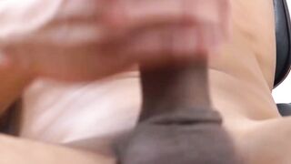 Young muscular Kenzo Alvarez passionately strokes his long thick cock