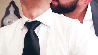 Satisfying ass drilling by suited Bruno Max and butler Ruslan Angelo